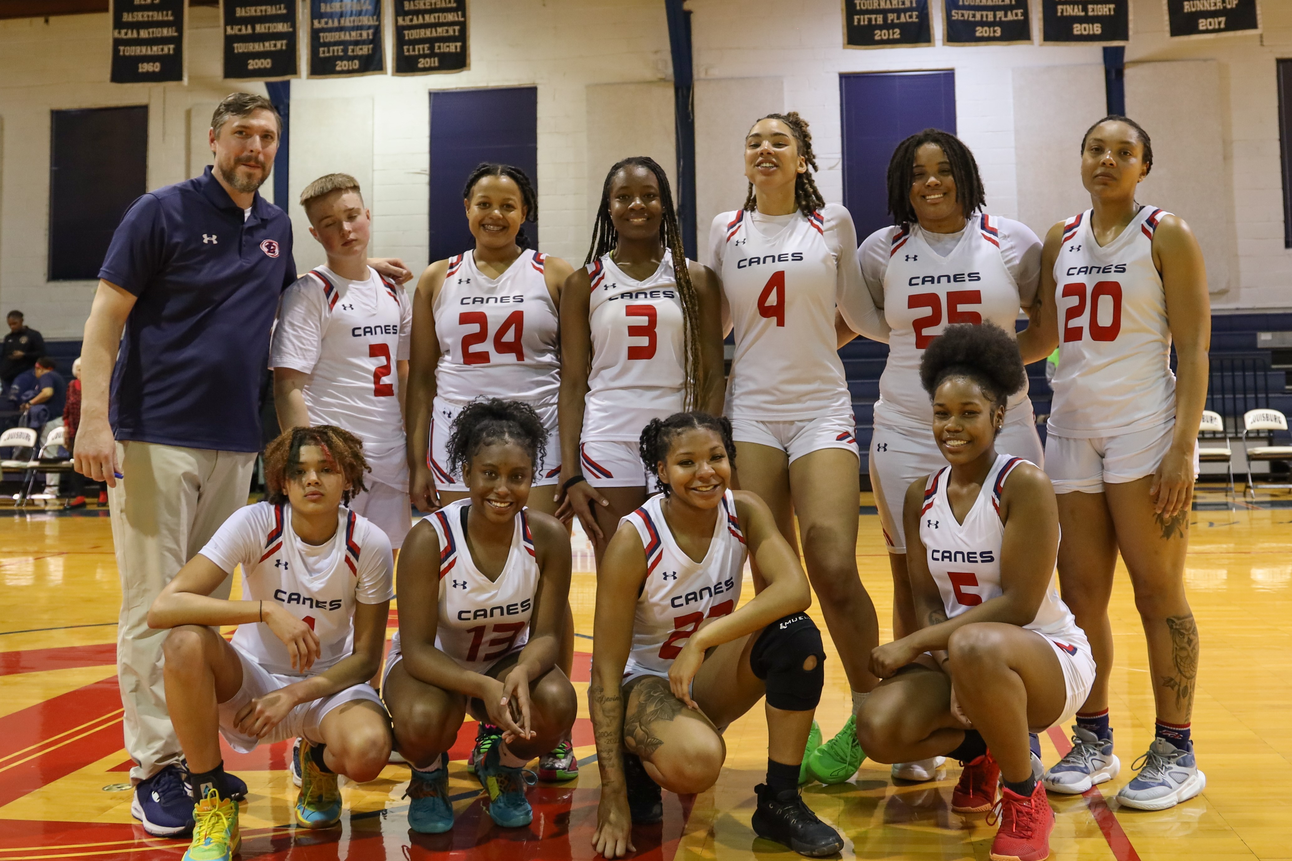 Women's basketball team with Coach Rasnake