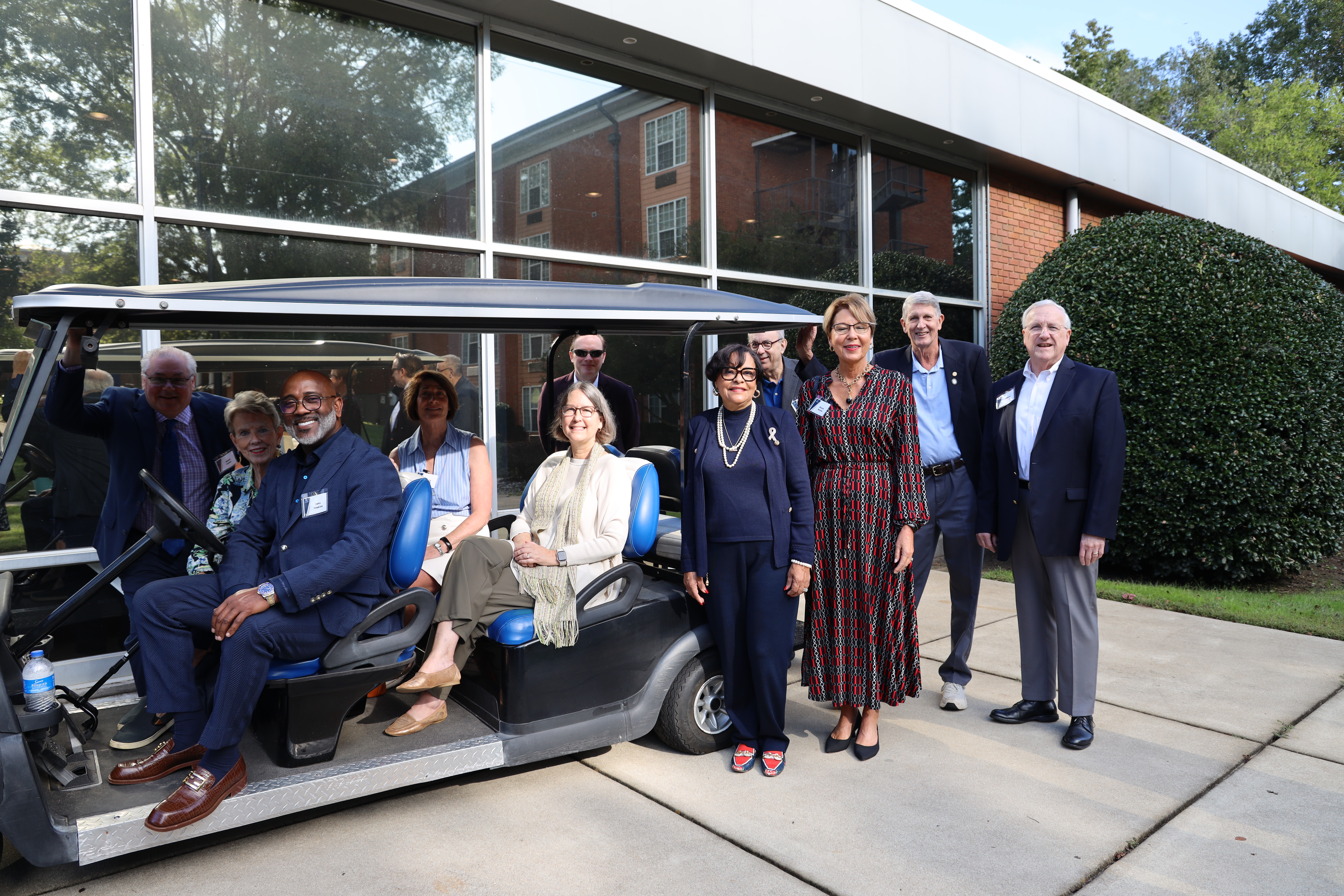 LC Board of Trustees gear up for their tour of campus.