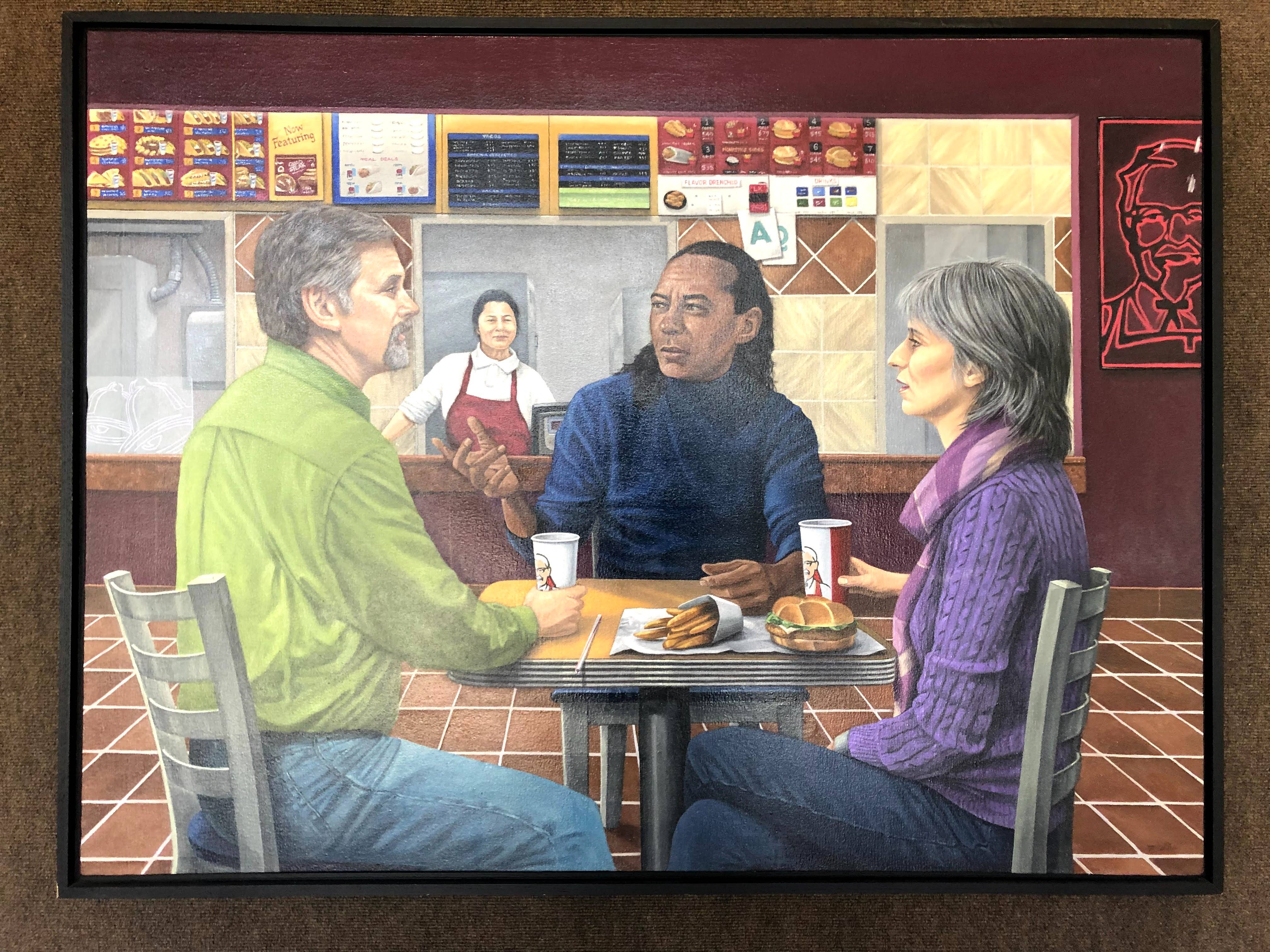 painting of people eating